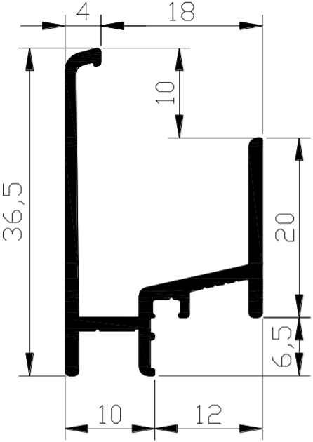 AANSLAGPROFIEL B4.30 GEANODISEERD 5MTR 3E GENERATIE
