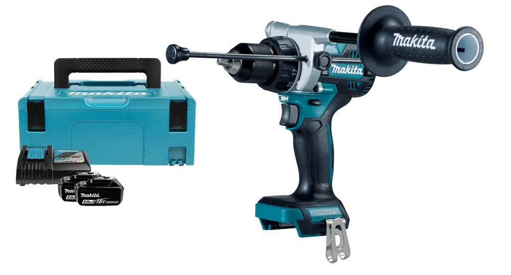 KLOPBOOR/SCHROEFMACHINE MAKITA DHP486RTJ 18V 2X5,0AH ACCU+LADER + ACC IN MBOX2