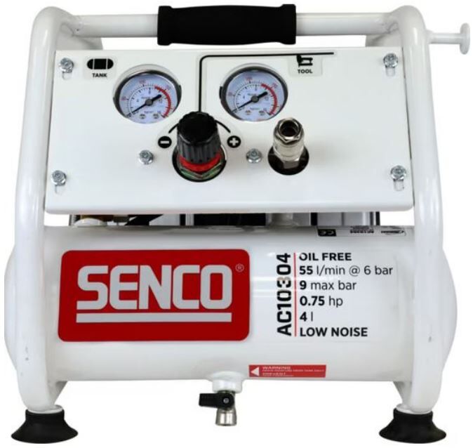 COMPRESSOR SENCO AC10304 OLIEVRIJ GELUIDSARM 60DB 9BAR 4LTR