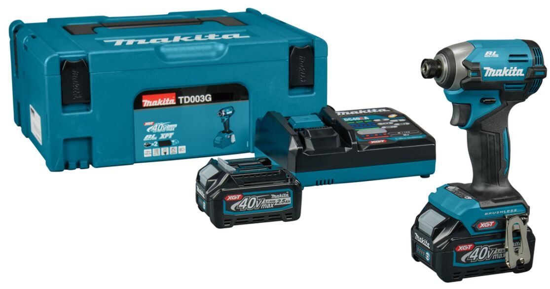 SLAGSCHROEVENDRAAIER MAKITA TD003GD201 XGT 40V MAX 2X2,5AH ACCU+LADER+ACC MBOX2