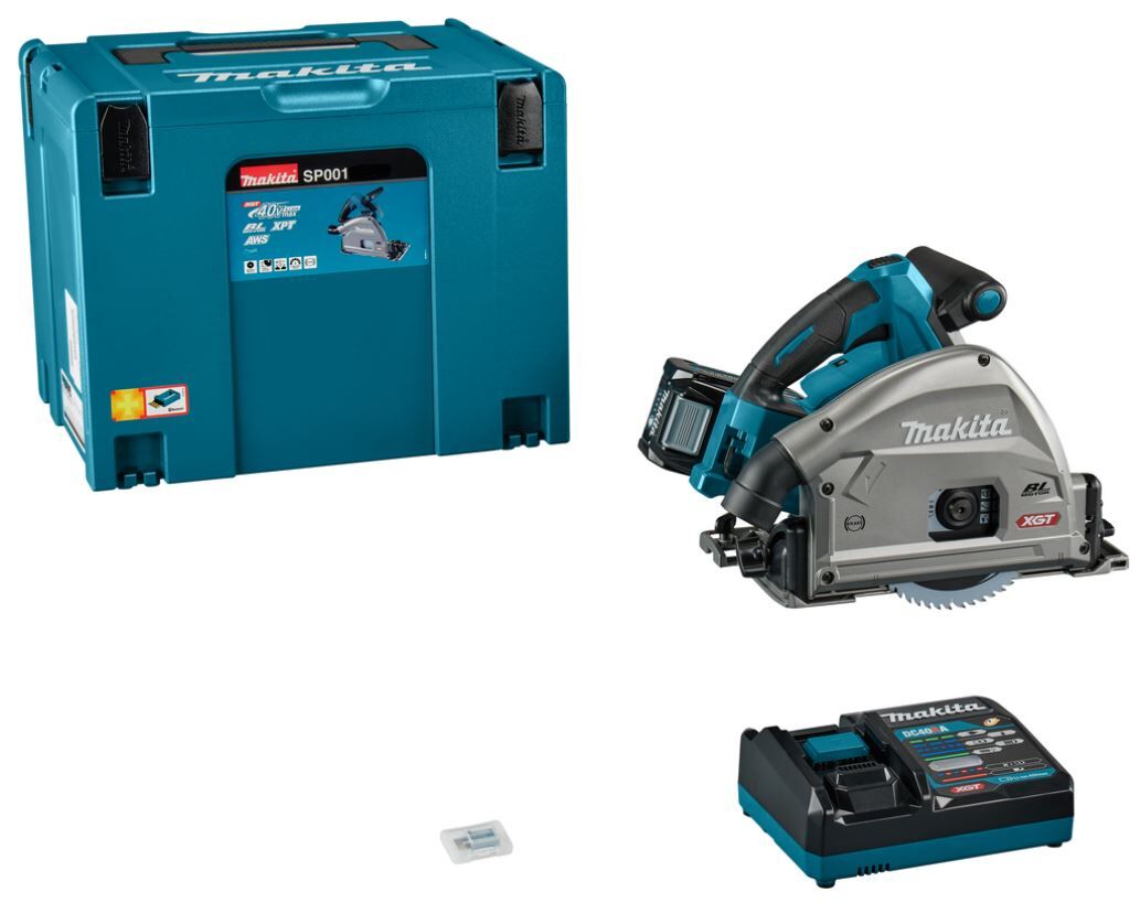 INVALCIRKELZAAG 165MM  MAKITA SP001GM101 40V MAX 1X4,0AH ACCU+LADER+AWS+ACC MBOX4