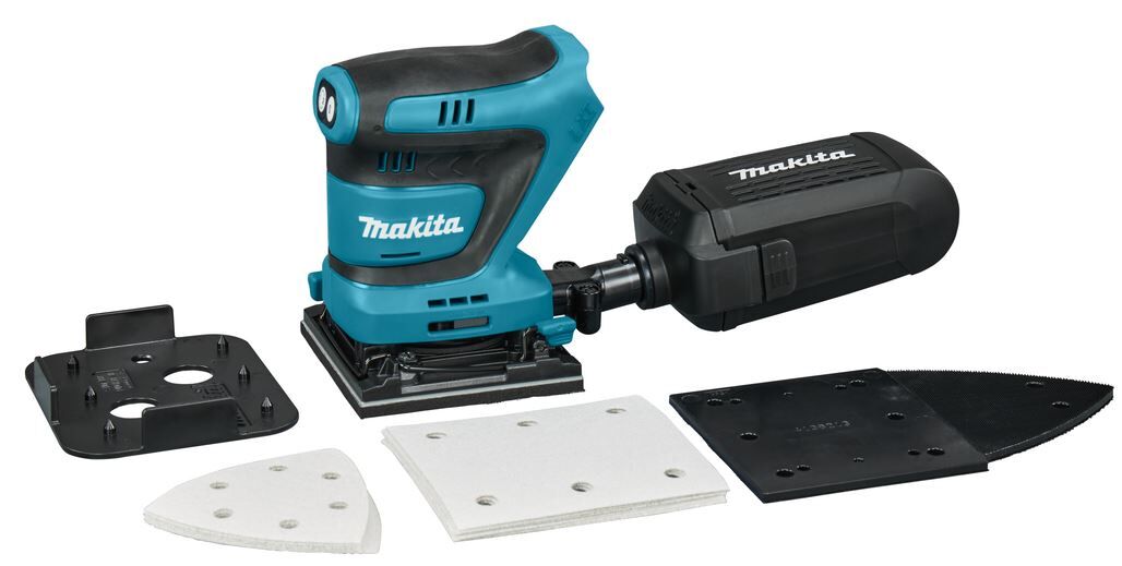 HANDPALM VLAKSCHUURMACH MAKITA DBO480Z 18V ZONDER ACCU/LADER+ACC IN DOOS