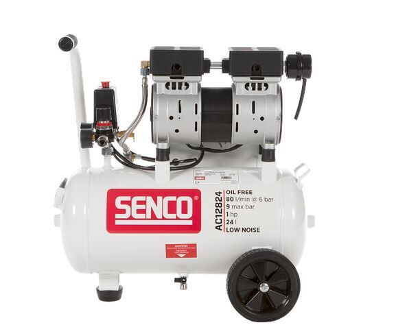 COMPRESSOR SENCO AC12824 OLIEVRIJ GELUIDSARM 65DB 9BAR 24LTR