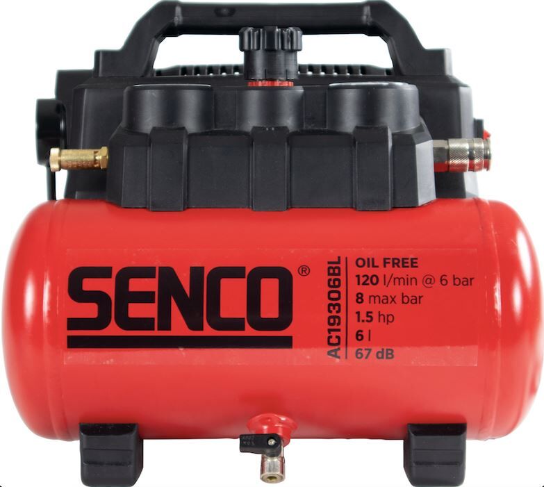 COMPRESSOR SENCO AC139306BL OLIEVRIJ GELUIDSARM 67DB 8BAR 6LTR