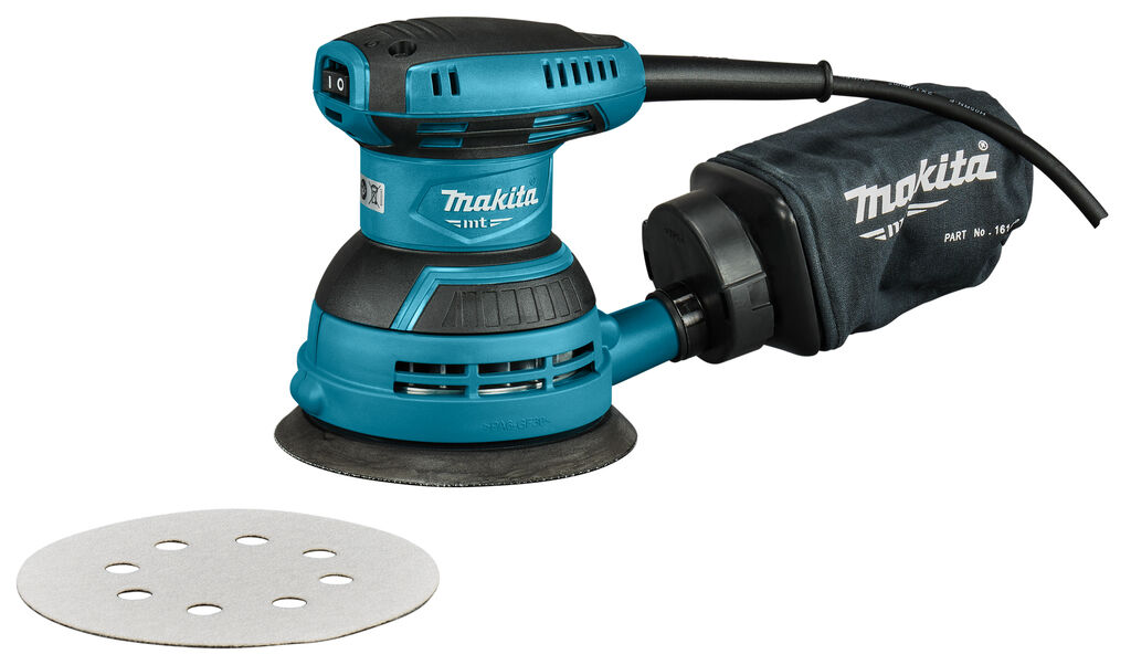 HANDPALM EXC. SCHUURMACH MAKITA M9204B 230V 240W 125MM + ACC IN DOOS