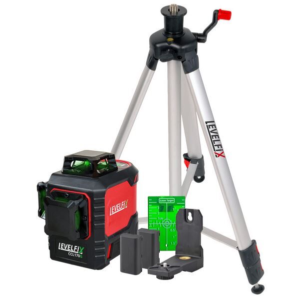 LIJNLASER SET BASIS LEVELFIX CCL170G GROEN 3D 3X360°+STATIEF+ 2 ACCU'S KOFFER