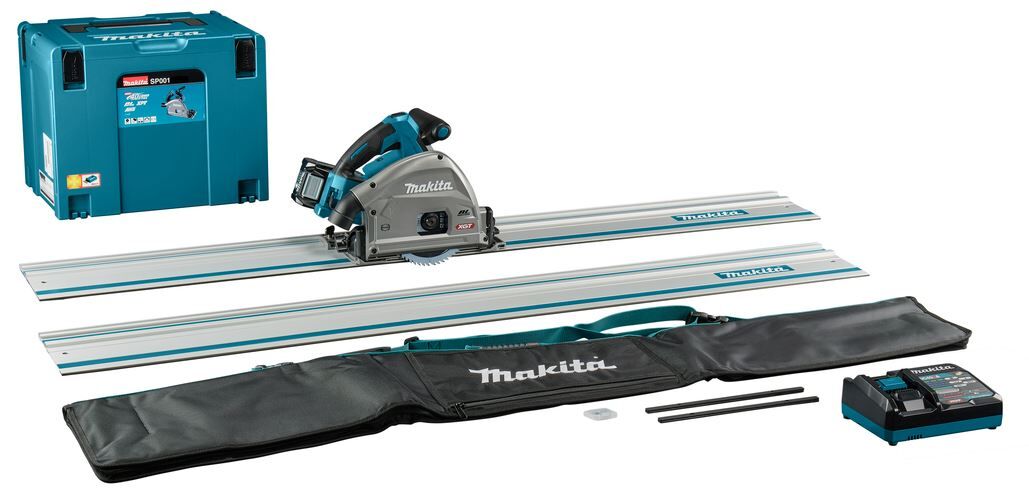 INVALCIRKELZAAG 165MM MAKITA SP001GU102 40V 1X4,0AH ACCU/LADER+AWS+RAIL+ACC MBOX