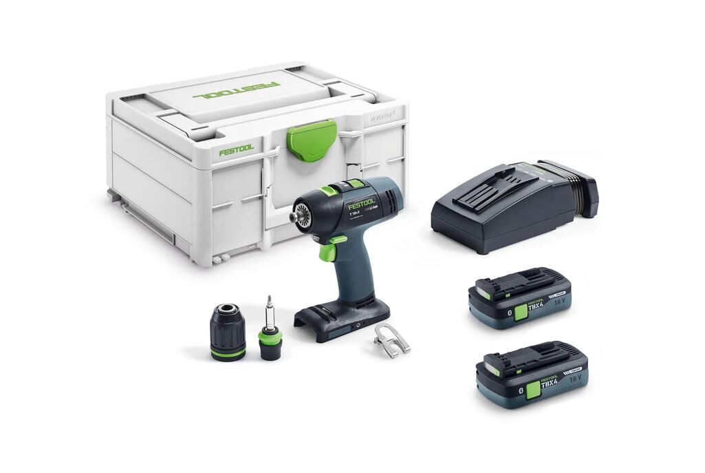 ACCU SCHROEFBOORMACHINE FESTOOL T 18+3 TBX4,0 I-PLUS + ACCU'S+ACC+SYST