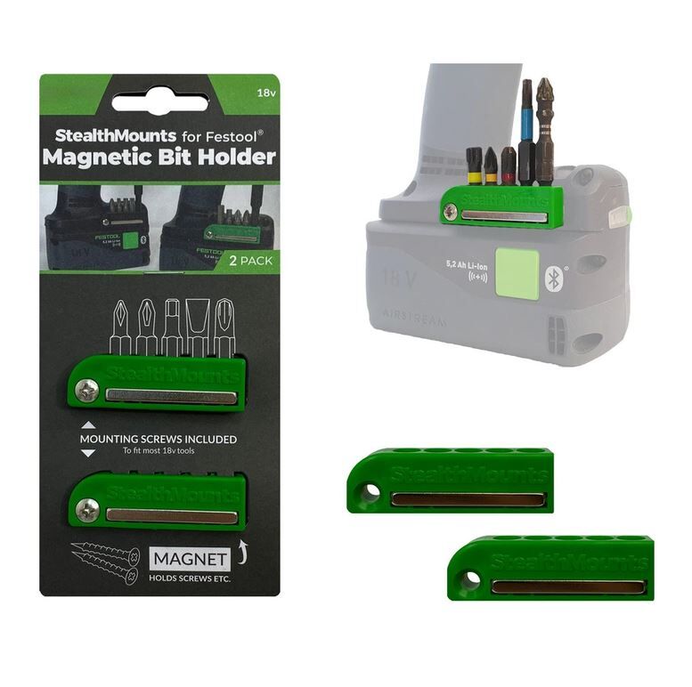 BITHOUDER STEALTHMOUNTS FESTOOL T.B.V. FESTOOL 18V KLEUR GROEN 2-PACK