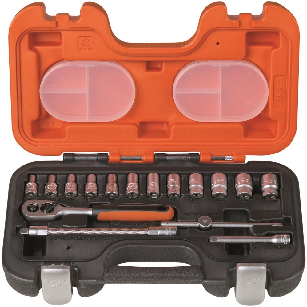DOPSLEUTELSET BAHCO AANSLUITING 1/4" METRISCH ZESKANT S160 16-DELIG