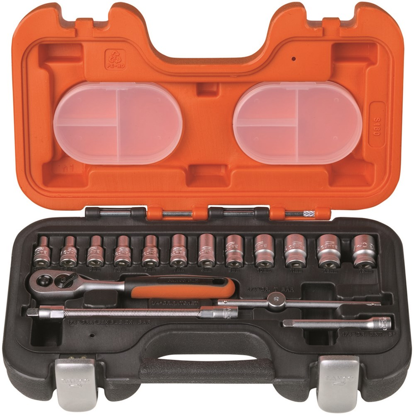 DOPSLEUTELSET BAHCO AANSLUITING 1/4" METRISCH ZESKANT S160 16-DELIG
