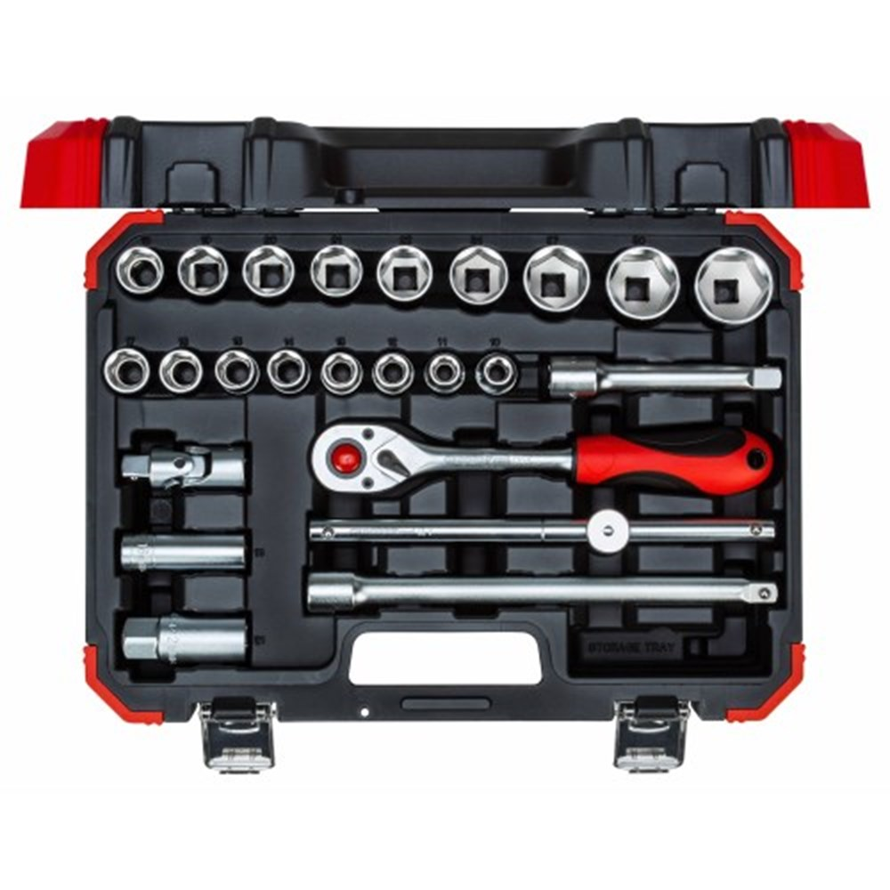 DOPSLEUTELSET GEDORE AANSLUITING 1/2" DOPPEN 10 T/M 32MM ZESKANT 24-DELIG