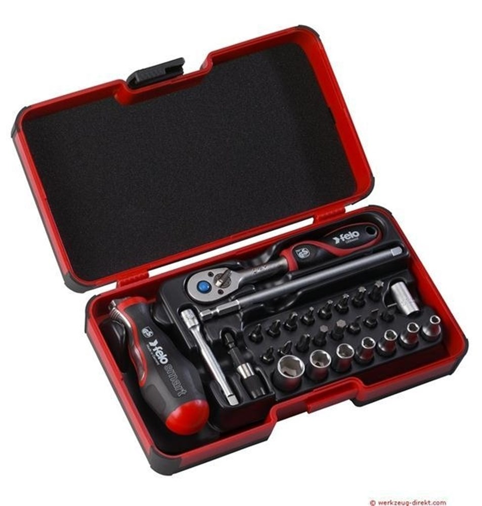 RATEL DOPSLEUTELSET + BITS FELO SMART IN XL-STRONGBOX 29-DELIG