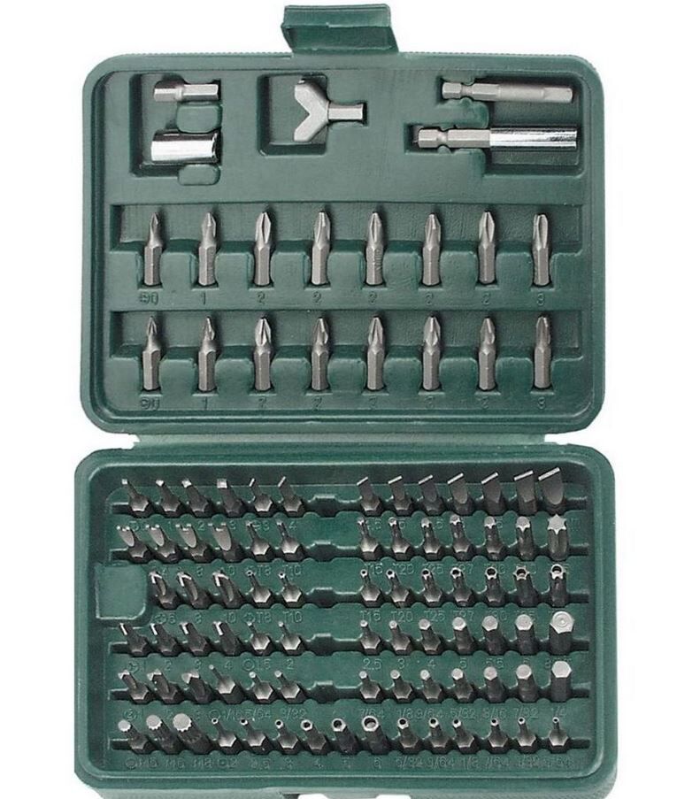 SCHROEFBITSET MANNESMAN 100-DELIG PHILIPS/POZIDRIVE/TORX/HEX/SLEUF
