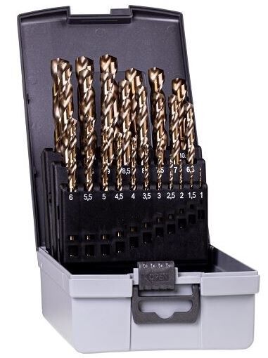 BORENSET HSS COBALT EVENTUS 19-DELIG 1-10MM 0,5MM OPLOPEND KUNSTSTOF CASSETTE
