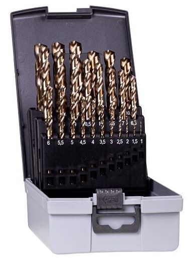 BORENSET HSS COBALT EVENTUS 25-DELIG 1-13MM 0,5MM OPLOPEND KUNSTSTOF CASSETTE