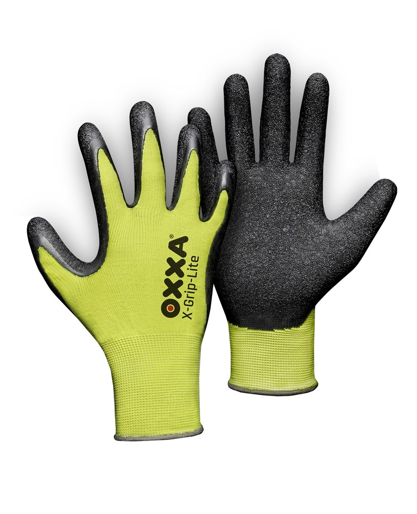 WERKHANDSCHOEN OXXA X-GRIP-LITE LATEX COATING ZWART/GEEL