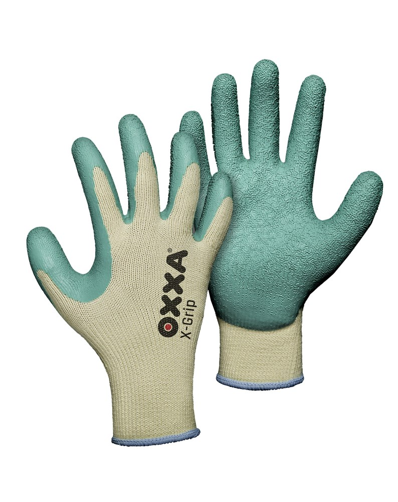 WERKHANDSCHOEN OXXA X-GRIP LATEX COATING GROEN/GEEL