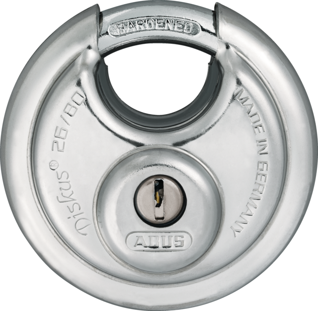 HANGSLOT CIL. DISCUS ABUS 26/80 KA RVS 80MM GELIJKSLUITEND