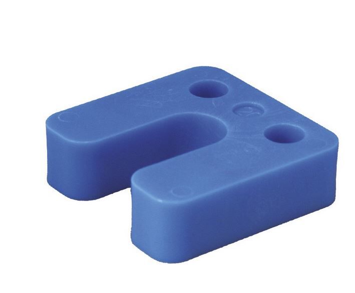 DRUKPLAAT MET SLEUF 45X22MM GB PP BLAUW 20MM 70X70MM 6000KG (ZAK 48 STUKS)