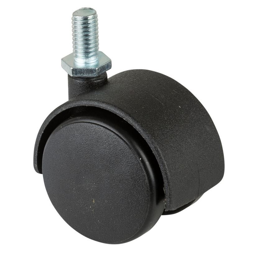 MEUBELWIEL ZACHTE VLOER M/SCHROEF HARDKUNSTSTOF ZWART 40MM - 30KG