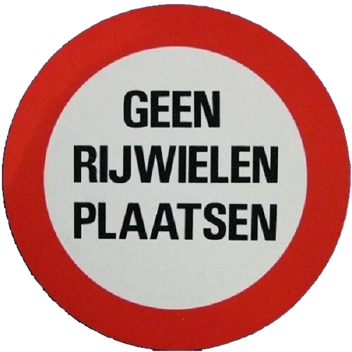 VERBODSBORD GEEN RIJWIELEN PLAATSEN KUNSTSTOF ROND 236MM DIKTE 1.5MM