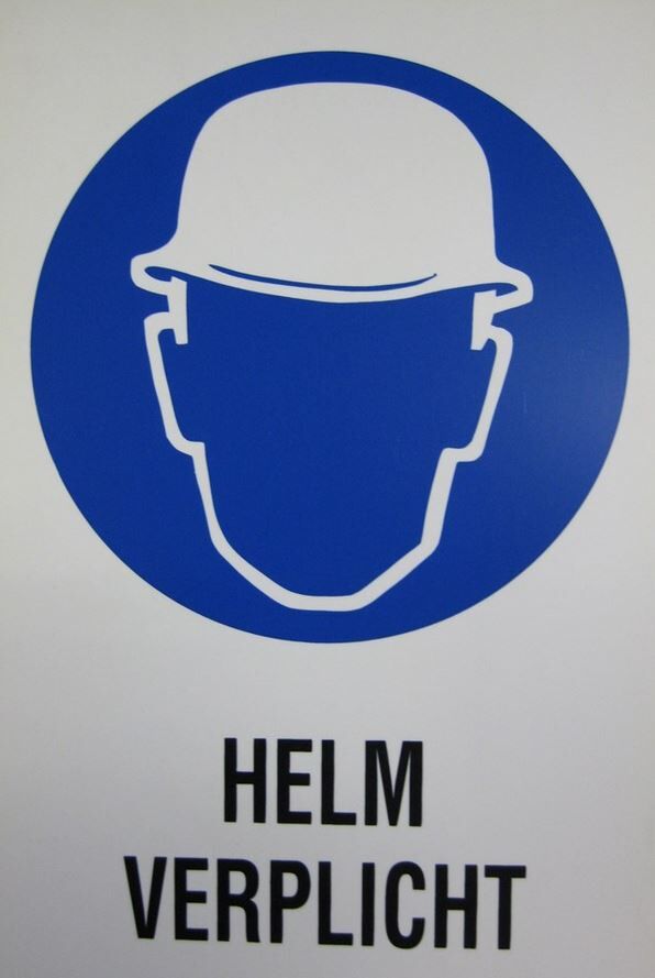 TEKST-SYMBOOLBORD HELM VERPLICHT KUNSTSTOF WIT BLAUW/ZWART 200X300X1MM