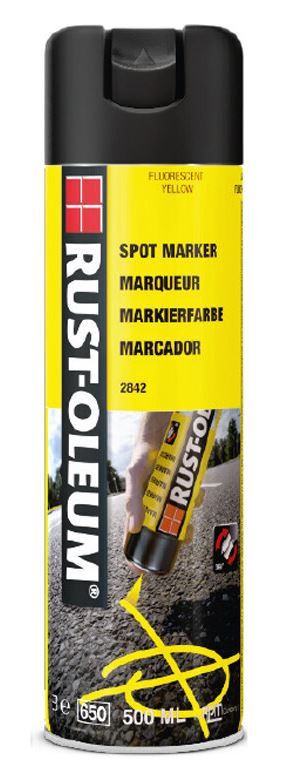 SPRAY-LAK RUST-OLEUM GRONDMARK. GEEL SPUITBUS MAT FLUORESEREND 500ML 2842