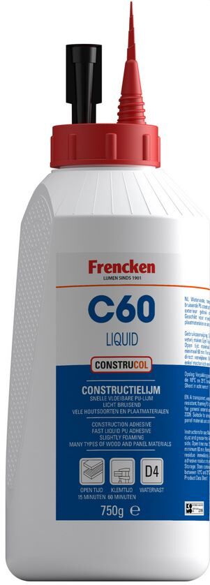 CONSTRUCTIELIJM PU FRENCKEN C60/K100 FLACON 750GR TRANSPARANT