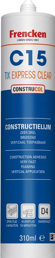 CONSTRUCTIELIJM EXPRESS C15 TIX FRENCKEN KOKER 310ML TRANSPARANT