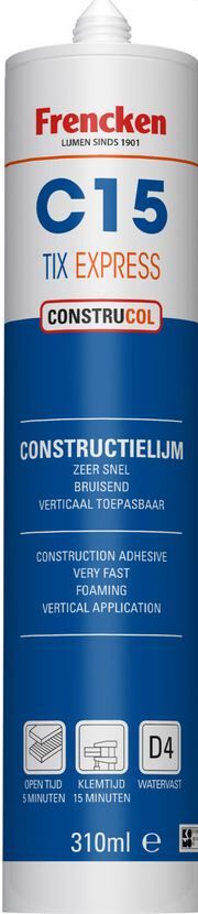 CONSTRUCTIELIJM EXPRESS C15 TIX FRENCKEN KOKER 310ML TRANSPARANT BRUIN