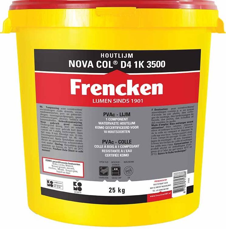 HOUTLIJM FRENCKEN NOVACOL D4 3500 EMMER 25KG 1 KOMPONENT KOMO