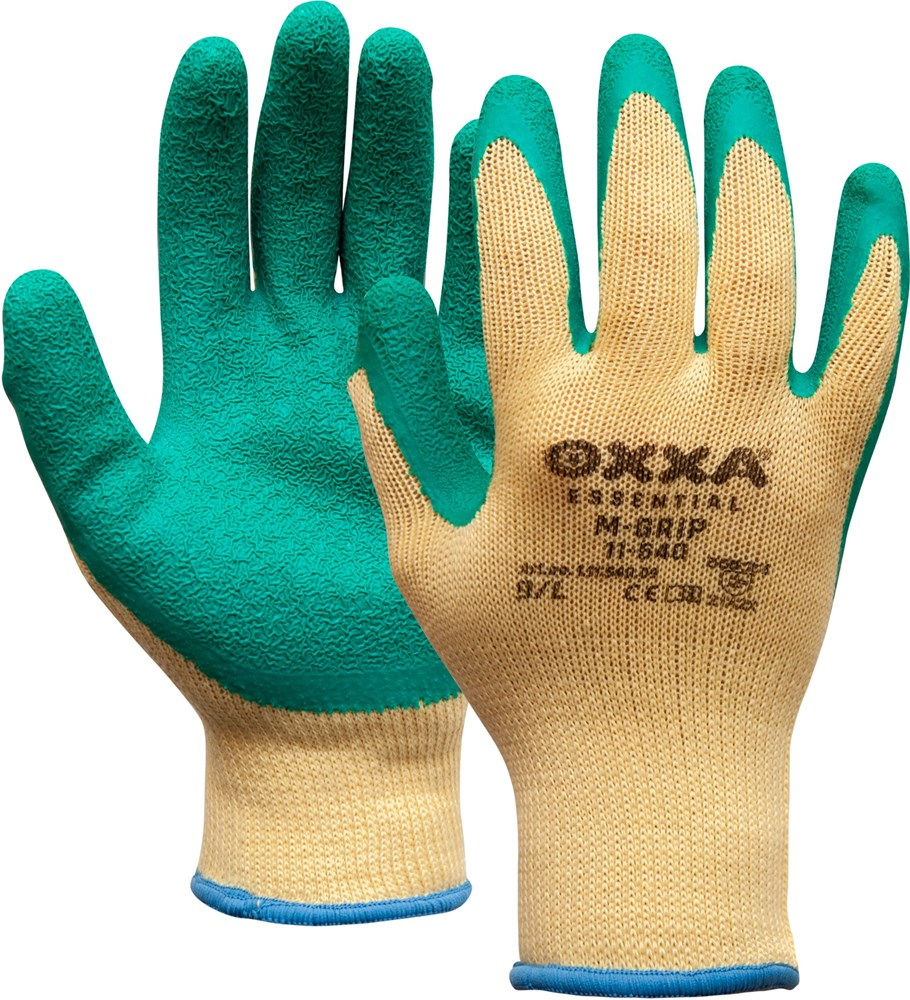 WERKHANDSCHOEN OXXA M-GRIP MAAT 10/XL LATEX COATING GROEN/GEEL