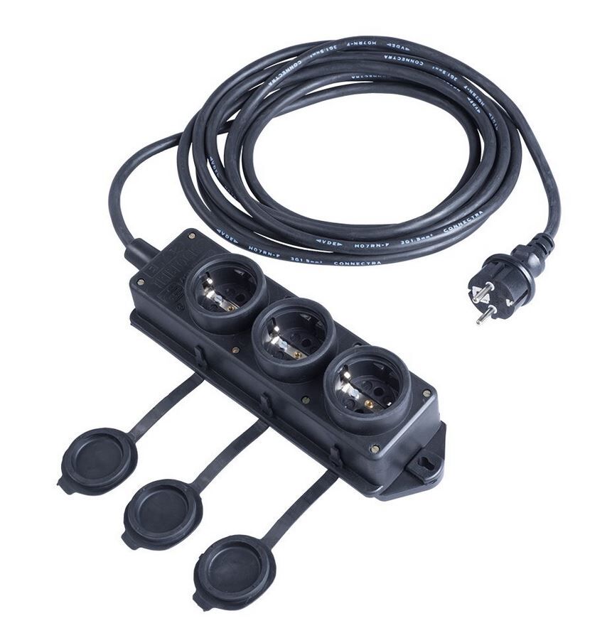 CONTACTBLOK RUBBER INCLUSIEF 5 MTR KABEL 3-VOUDIG RECHT MODEL RANDAARDE