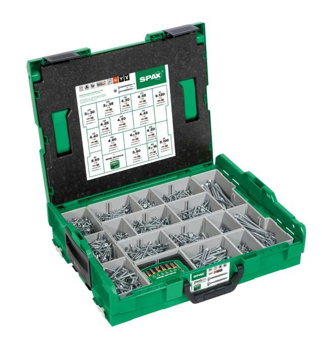 ASSORTIMENTSKOFFER SPAX L-BOXX LARGE 16 AFMETINGEN (2445 ST.) TORX20 VERZINKT